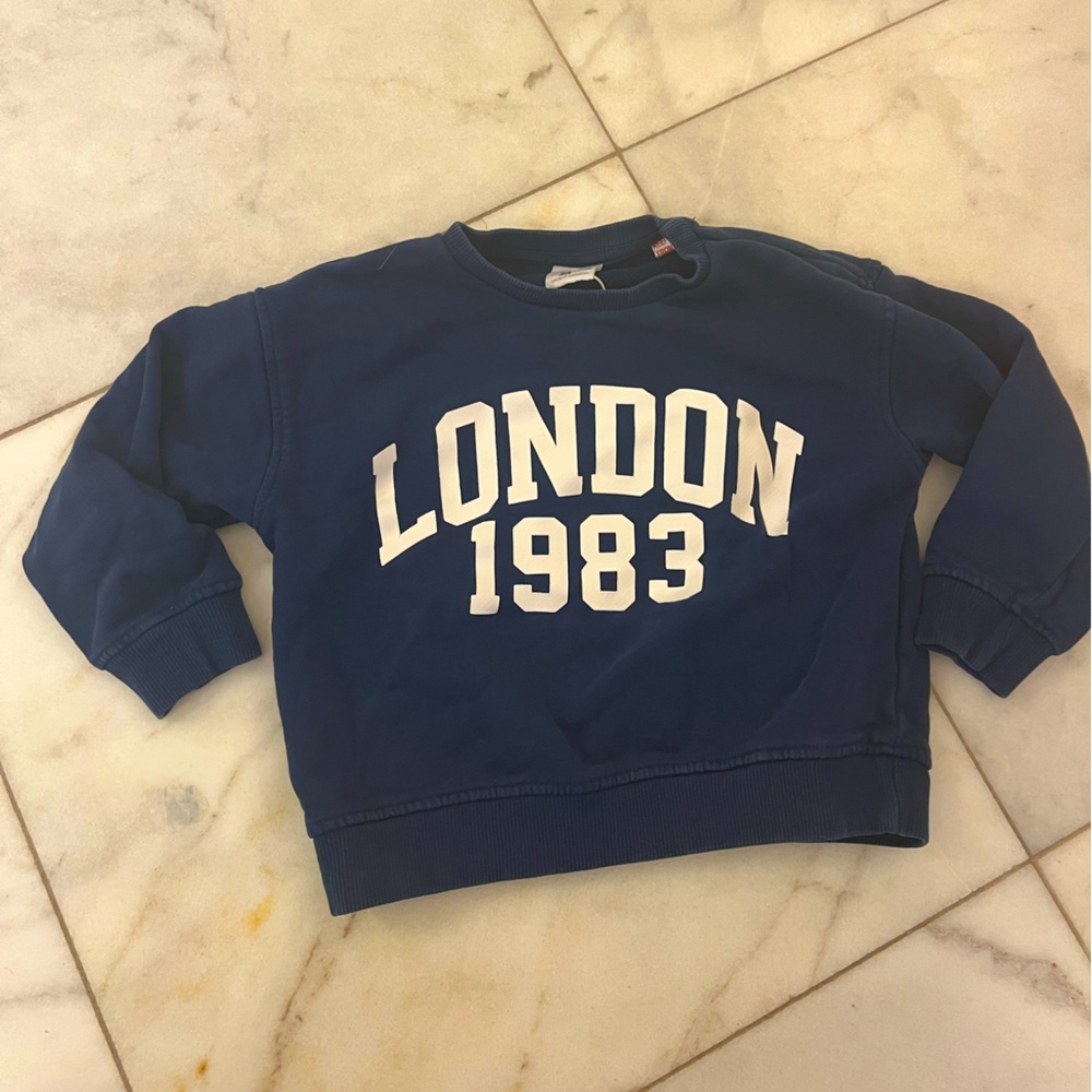 Zara Kids Navy Blue 'London 1983' Sweatshirt